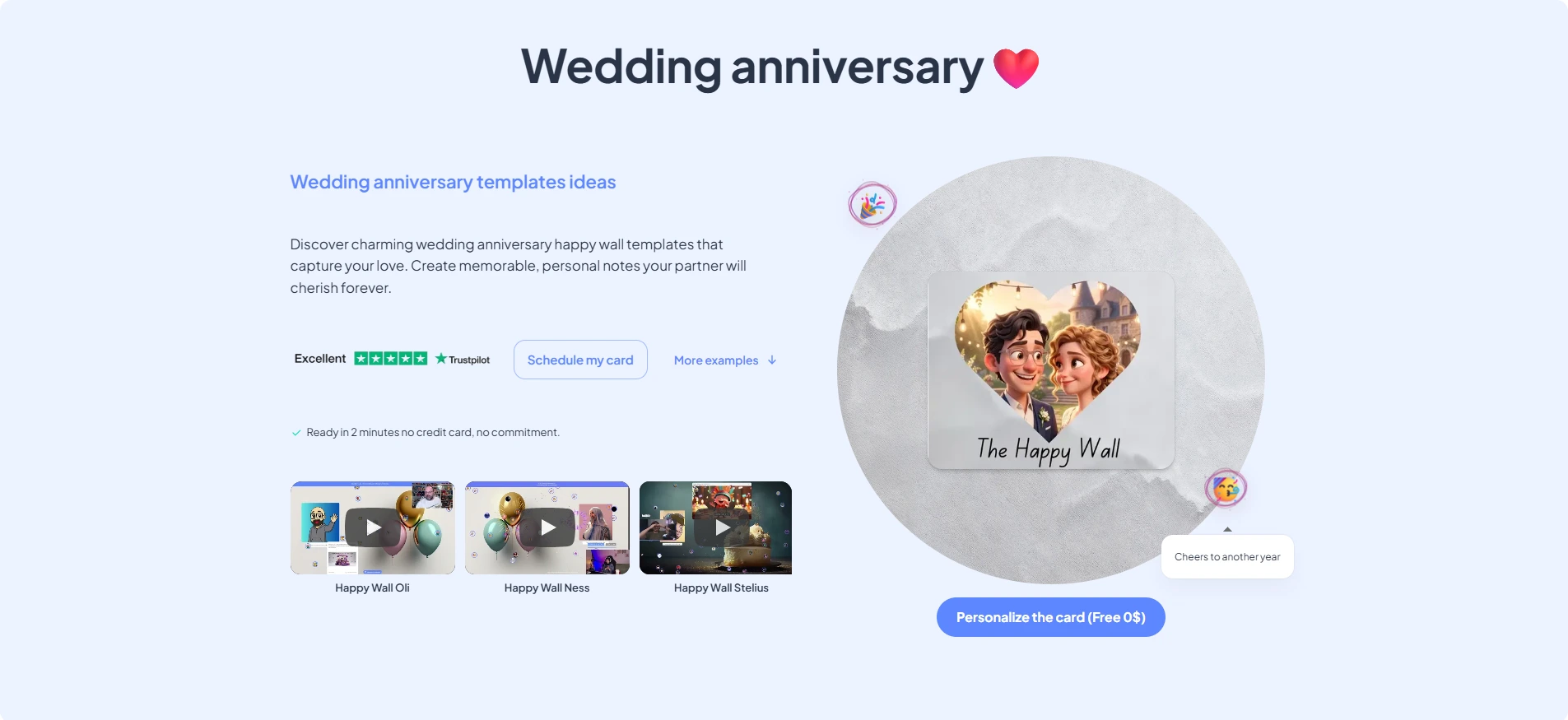 Happy wall Wedding anniversary card