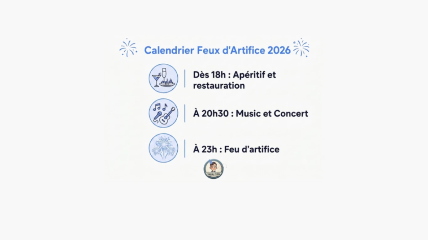 Calendrier des feux d'artifice en France pour la Fête nationale 2026